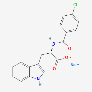 molecular formula C18H14ClN2NaO3 B12655102 Sodium N-(4-chlorobenzoyl)-L-tryptophanate CAS No. 56116-64-4