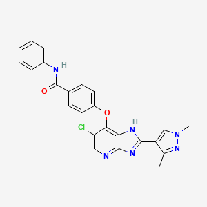 molecular formula C24H19ClN6O2 B12655320 Benzamide, 4-[[6-chloro-2-(1,3-dimethyl-1H-pyrazol-4-yl)-3H-imidazo[4,5-b]pyridin-7-yl]oxy]-N-phenyl- 