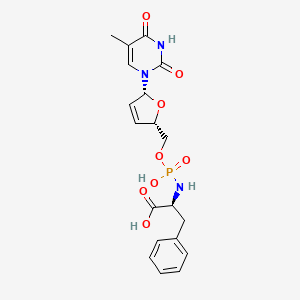 molecular formula C19H22N3O8P B12655358 L-Phenylalanine, N-(2',3'-didehydro-3'-deoxy-5'-thymidylyl)- CAS No. 184031-59-2