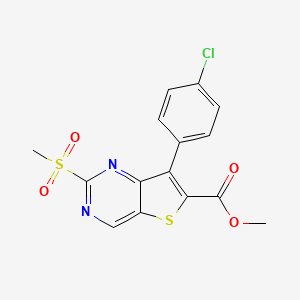 molecular formula C15H11ClN2O4S2 B12655768 Methyl 7-(4-chlorophenyl)-2-methylsulfonylthieno[3,2-d]pyrimidine-6-carboxylate 