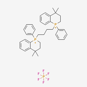 molecular formula C38H46F6P3+ B12655955 1-[4-(4,4-Dimethyl-1-phenyl-2,3-dihydrophosphinolin-1-ium-1-yl)butyl]-4,4-dimethyl-1-phenyl-2,3-dihydrophosphinolin-1-ium hexafluorophosphate CAS No. 81195-09-7