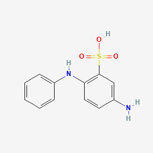 molecular formula C12H12N2O3S B1265619 苯磺酸，5-氨基-2-(苯氨基)- CAS No. 91-30-5