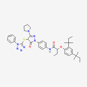 B1265633 2-(2,4-Bis(1,1-dimethylpropyl)phenoxy)-N-(4-(4,5-dihydro-5-oxo-4-((1-phenyl-1H-tetrazol-5-yl)thio)-3-(1-pyrrolidinyl)-1H-pyrazol-1-yl)phenyl)butanamide CAS No. 30818-18-9