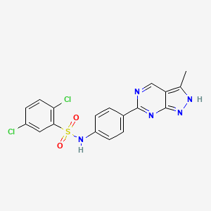 molecular formula C18H13Cl2N5O2S B12656532 Benzenesulfonamide, 2,5-dichloro-N-[4-(3-methyl-1H-pyrazolo[3,4-d]pyrimidin-6-yl)phenyl]- 
