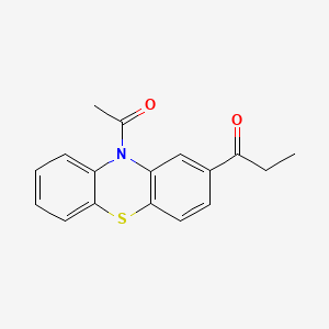 molecular formula C17H15NO2S B12656537 10-Acetyl-2-propionyl-10H-phenothiazine CAS No. 80632-54-8