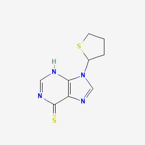 molecular formula C9H10N4S2 B12656562 9-(thiolan-2-yl)-3H-purine-6-thione CAS No. 90674-21-8