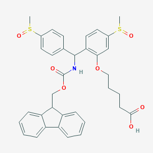 molecular formula C35H35NO7S2 B126566 5-[2-[(9H-fluoren-9-ylmethoxycarbonylamino)-(4-methylsulfinylphenyl)methyl]-5-methylsulfinylphenoxy]pentanoic acid CAS No. 147046-64-8