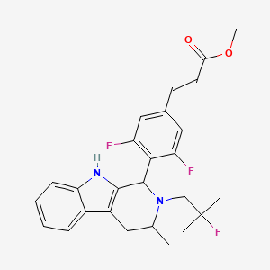 molecular formula C26H27F3N2O2 B12656728 Methyl 3-[3,5-difluoro-4-[2-(2-fluoro-2-methylpropyl)-3-methyl-1,3,4,9-tetrahydropyrido[3,4-b]indol-1-yl]phenyl]prop-2-enoate 