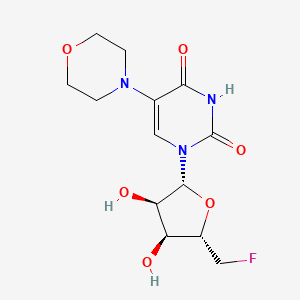molecular formula C13H18FN3O6 B12656888 Uridine, 5'-deoxy-5'-fluoro-5-(4-morpholinyl)- CAS No. 73149-22-1