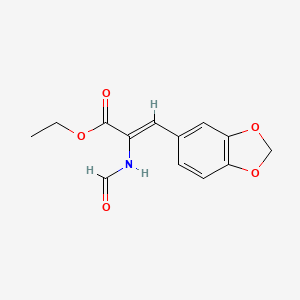 molecular formula C13H13NO5 B12657244 Ethyl 2-formamido (dioxo-phenyl) acrylate CAS No. 136986-57-7