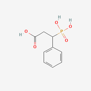 molecular formula C9H11O5P B12657302 Hydrocinnamic acid, beta-phosphono- CAS No. 5703-50-4