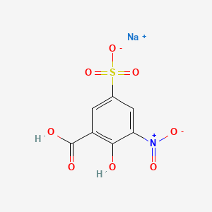 molecular formula C7H4NNaO8S B12657969 Sodium hydrogen 3-nitro-5-sulphonatosalicylate CAS No. 79817-69-9