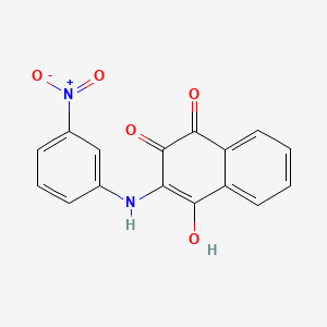 molecular formula C16H10N2O5 B12658056 1,4-Naphthalenedione, 2-hydroxy-3-((3-nitrophenyl)amino)- CAS No. 135330-13-1