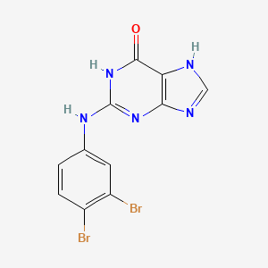 molecular formula C11H7Br2N5O B12658076 6H-Purin-6-one, 2-((3,4-dibromophenyl)amino)-1,9-dihydro- CAS No. 123994-76-3