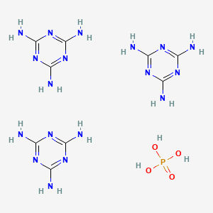 molecular formula C9H21N18O4P B12658132 Tri(1,3,5-triazine-2,4,6-triamine) phosphate CAS No. 83913-07-9