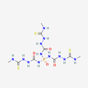 molecular formula C9H21N12O4PS3 B12658149 1-Bis[(methylcarbamothioylamino)carbamoylamino]phosphoryl-3-(methylcarbamothioylamino)urea CAS No. 16221-26-4