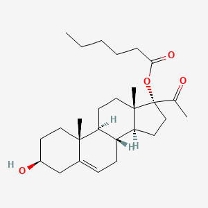 molecular formula C27H42O4 B12658175 3beta,17-Dihydroxypregn-5-en-20-one 17-hexanoate CAS No. 94201-44-2