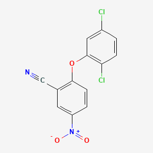 molecular formula C13H6Cl2N2O3 B12658256 Benzonitrile, 2-(2,5-dichlorophenoxy)-5-nitro- CAS No. 82674-06-4