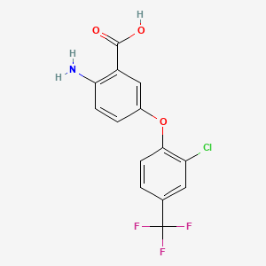 molecular formula C14H9ClF3NO3 B1265847 2-Amino-5-[2-chloro-4-(trifluoromethyl)phenoxy]benzoic acid CAS No. 74274-36-5