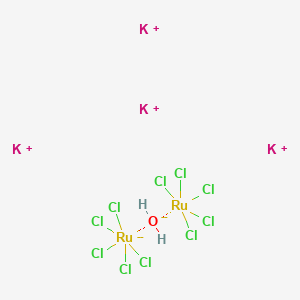 molecular formula Cl10H2K4ORu2 B12658631 Tetrapotassium decachloro-mu-oxodiruthenate(4-) CAS No. 16986-07-5