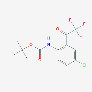 molecular formula C13H13ClF3NO3 B126587 [4-Chloro-2-(2,2,2-trifluoro-acetyl)-phenyl]-carbamic acid tert-butyl ester CAS No. 201218-07-7