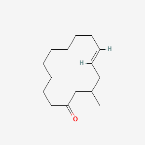 molecular formula C15H26O B12659147 5-Cyclotetradecen-1-one, 3-methyl-, (5E)- CAS No. 259854-70-1