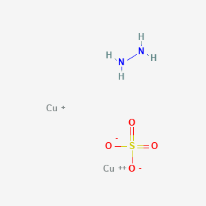 molecular formula Cu2H4N2O4S+ B12659289 Copper;copper(1+);hydrazine;sulfate CAS No. 53433-02-6