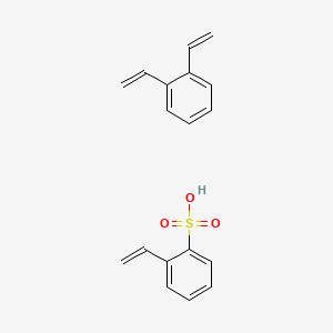 molecular formula C18H18O3S B1265955 Benzenesulfonic acid, ethenyl-, polymer with diethenylbenzene CAS No. 39389-20-3