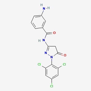 molecular formula C16H11Cl3N4O2 B1265958 3-Amino-N-(5-oxo-1-(2,4,6-trichlorophenyl)-4,5-dihydro-1H-pyrazol-3-yl)benzamide CAS No. 40567-18-8