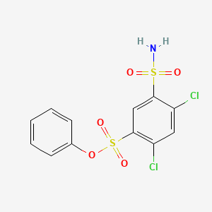 molecular formula C12H9Cl2NO5S2 B12660065 Phenyl 2,4-dichloro-5-sulphamoylbenzenesulphonate CAS No. 80289-32-3