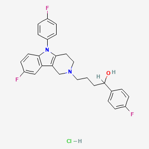 molecular formula C27H26ClF3N2O B1266011 4-[8-fluoro-5-(4-fluorophenyl)-3,4-dihydro-1H-pyrido[4,3-b]indol-2-yl]-1-(4-fluorophenyl)butan-1-ol;hydrochloride CAS No. 58038-94-1