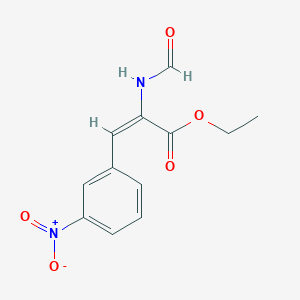 molecular formula C12H12N2O5 B12660263 Ethyl 2-formamido (3-nitrophenyl) acrylate CAS No. 136986-61-3
