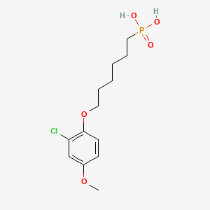 molecular formula C13H20ClO5P B12660370 Phosphonic acid, (6-(2-chloro-4-methoxyphenoxy)hexyl)- CAS No. 89210-93-5