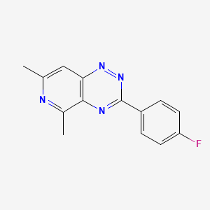 molecular formula C14H11FN4 B12660439 3-(4-Fluoro-phenyl)-5,7-dimethyl-pyrido(3,4-e)(1,2,4)triazine CAS No. 121845-78-1