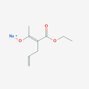 molecular formula C9H13O3.Na<br>C9H13NaO3 B12660583 Ethyl 2-acetylpent-4-enoate, sodium salt CAS No. 85392-49-0