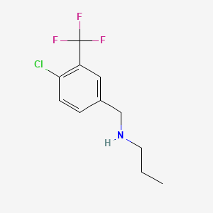 molecular formula C11H13ClF3N B12660753 Benzenemethanamine, 4-chloro-N-propyl-3-(trifluoromethyl)- CAS No. 90390-44-6