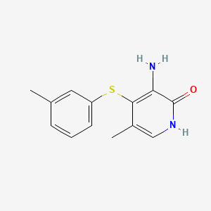 molecular formula C13H14N2OS B12660963 2(1H)-Pyridinone, 3-amino-5-methyl-4-((3-methylphenyl)thio)- CAS No. 172469-95-3