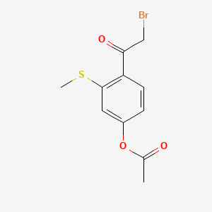 molecular formula C11H11BrO3S B12661057 4-(2-Bromoacetyl)-3-(methylthio)phenyl acetate CAS No. 66264-75-3