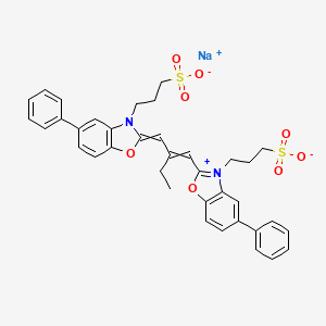 molecular formula C37H35N2NaO8S2 B1266128 5-Phenyl-2-[2-[[5-phenyl-3-(3-sulfopropyl)-2(3H)-benzoxazolylidene]methyl-1-butenyl]-3-(3-sulfopropyl)benzoxazolium hydroxide,inner salt],sodium salt CAS No. 33628-03-4