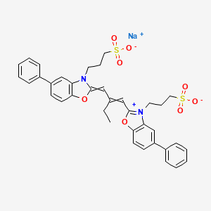 molecular formula C37H35N2NaO8S2 B1266128 钠；3-[5-苯基-2-[2-[[5-苯基-3-(3-磺酸丙基)-1,3-苯并恶唑-3-鎓-2-基]亚甲基]丁叉基]-1,3-苯并恶唑-3-基]丙烷-1-磺酸盐 CAS No. 33628-03-4