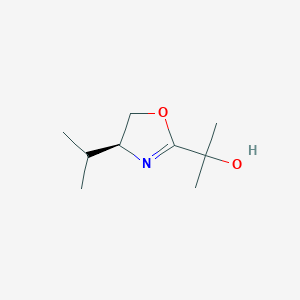 molecular formula C9H17NO2 B126613 2-Oxazolemethanol,4,5-dihydro-alpha,alpha-dimethyl-4-(1-methylethyl)-,(4S)-(9CI) CAS No. 155631-48-4