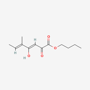 molecular formula C12H18O4 B12662174 Butyl 2-hydroxy-5-methyl-4-oxohepta-2,5-dienoate CAS No. 85237-84-9