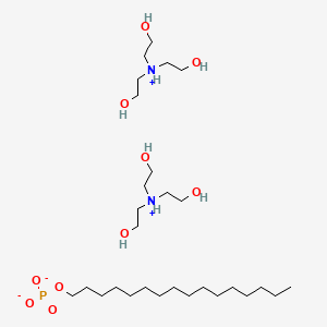 molecular formula C28H65N2O10P B12662376 Bis(tris(2-hydroxyethyl)ammonium) hexadecyl phosphate CAS No. 62763-71-7