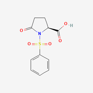molecular formula C11H11NO5S B12662442 5-Oxo-1-(phenylsulphonyl)-L-proline CAS No. 46857-11-8