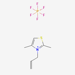 molecular formula C8H12NS.F6P<br>C8H12F6NPS B12662487 Thiazolium, 2,4-dimethyl-3-(2-propenyl)-, hexafluorophosphate(1-) CAS No. 128439-91-8