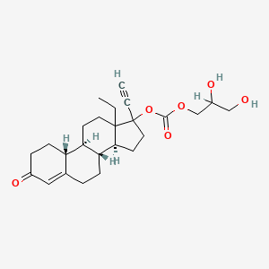 2,3-dihydroxypropyl [(8R,9S,10R,14S)-13-ethyl-17-ethynyl-3-oxo-1,2,6,7,8,9,10,11,12,14,15,16-dodecahydrocyclopenta[a]phenanthren-17-yl] carbonate