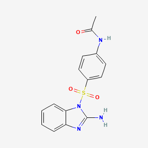 molecular formula C15H14N4O3S B12663220 N-(4-((2-Amino-1H-benzimidazol-1-yl)sulfonyl)phenyl)acetamide CAS No. 193696-64-9