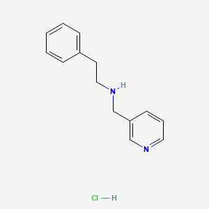 molecular formula C14H17ClN2 B1266323 吡啶，3-((苯乙氨基)甲基)-，盐酸盐 CAS No. 6389-60-2