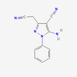 molecular formula C12H9N5 B1266370 5-Amino-4-cyano-3-cyanomethyl-1-phenylpyrazole CAS No. 7152-40-1