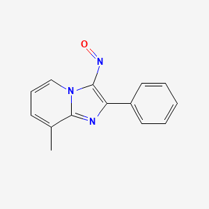 molecular formula C14H11N3O B12664780 Imidazo(1,2-a)pyridine, 8-methyl-3-nitroso-2-phenyl- CAS No. 364043-75-4